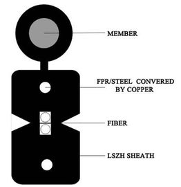 Single Mode 2 Core Ftth Drop Cable Low Bend Sensitivity Fiber LSZH Material