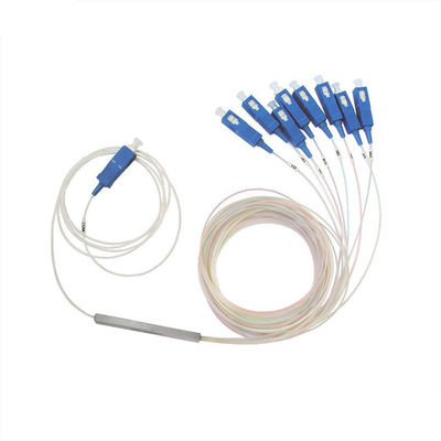 Αγορά 1x8 διαμόρφωση θύρας διαχωριστής οπτικών ινών με λειτουργικό μήκος κύματος 1260-1650nm και τύπο σωλήνα χάλυβα για FTTH / CATV online manufacture