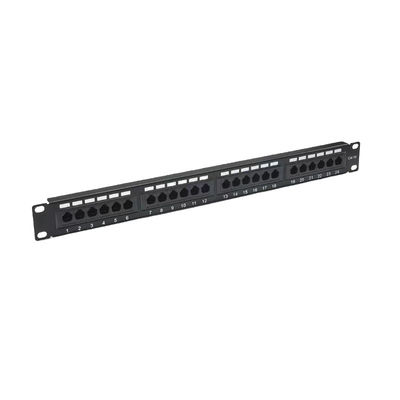 Μεταλλικό θωρακισμένο Patch Panel 24 θυρών RJ45 με πιστοποιήσεις RoHS/UL/CE για Ethernet Cat5e/Cat6/Cat6a/Cat7