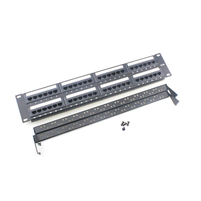 Προεπιλεγμένα πίνακα επικάλυψης Ethernet Black 110/Krone IDC με ασφαλή προστασία διαχείρισης καλωδίων