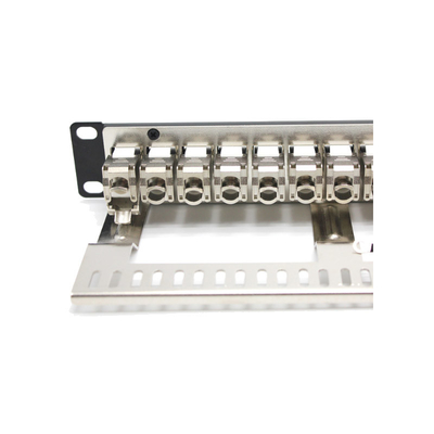 Πίνακας συσσωρευτών Ethernet RJ45 μαύρου μετάλλου με πιστοποίηση RoHS για τοποθέτηση σε ράφι