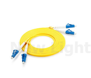 Lc-LC ενιαίο καλώδιο 3.0mm οπτικών ινών τρόπου συνδετήρων κίτρινο καλώδιο ινών Lszh διπλό